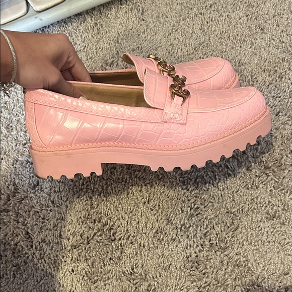 Pink Croc Loafers with Gold Accent - Picture 4 of 4
